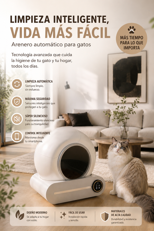 Arenero Inteligente Autolimpiable para Gatos